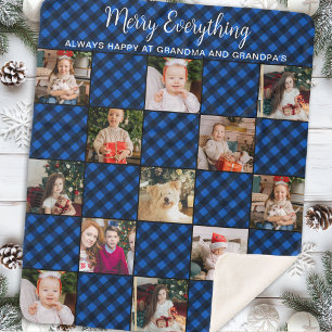 Personalisiertes Weihnachts-Blaues Kariertes FotoC Sherpadecke