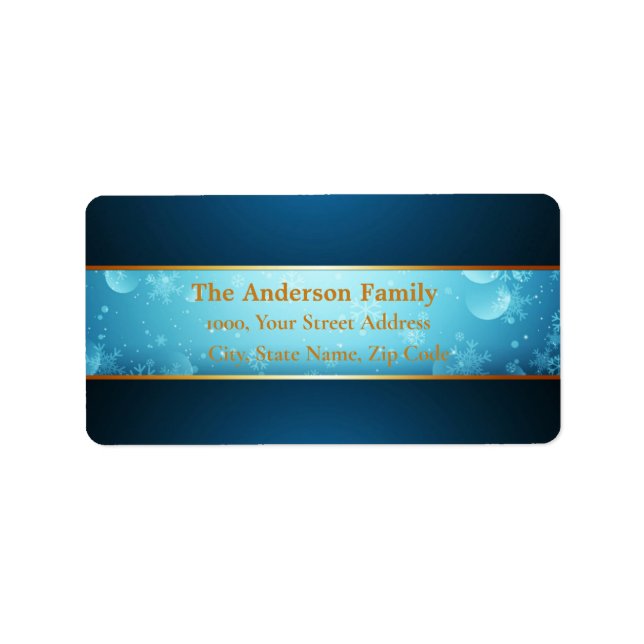 Personalisiertes Weihnachts-Blue-Snowflakes-Label Adressaufkleber (Vorne)