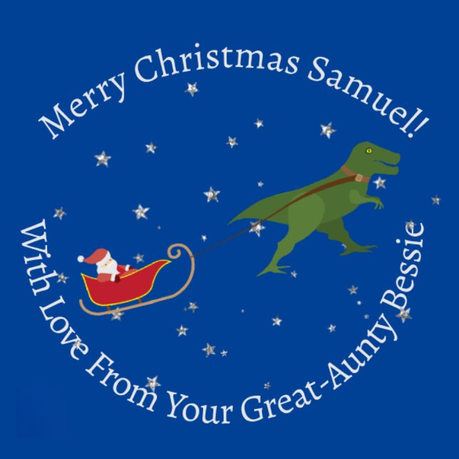 Personalisiertes Weihnachts-Dino Gezeichnet Sleigh Geschenkpapier (Von Creator hochgeladen)