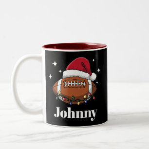 Personalisiertes Weihnachts-Fußball-Winter-Sportte Zweifarbige Tasse