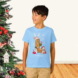 Personalisiertes Weihnachts-Gingerbread-Alphabet L T-Shirt