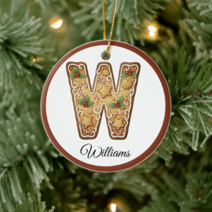 Personalisiertes Weihnachts-Gingerbread-Buchstabe Keramik Ornament