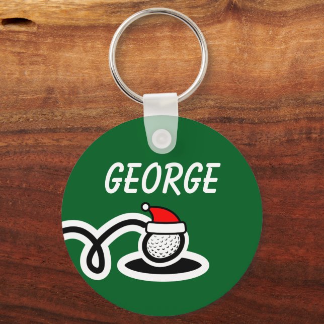 Personalisiertes Weihnachts-Golfball-Schlüsselanhä Schlüsselanhänger (Vorderseite)