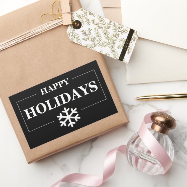 Personalisiertes Weihnachts-Happy Holiday Custom G Rechteckiger Aufkleber (Schenken)