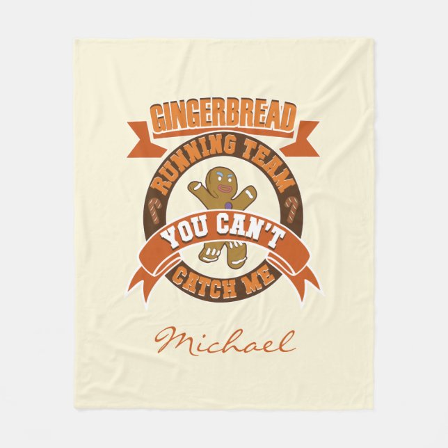 Personalisiertes Weihnachts-Lebkuchenlaufteam Fleecedecke (Vorderseite)