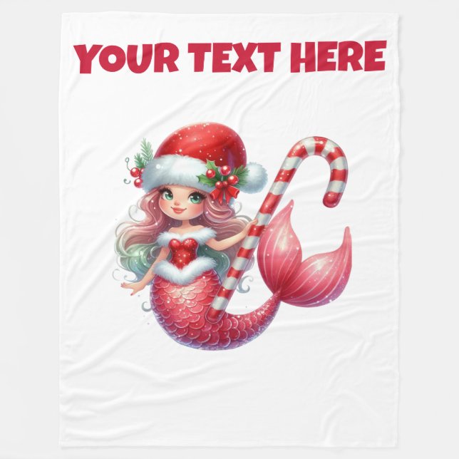 Personalisiertes Weihnachts Mermaid Baby Fleece Bl (Vorderseite)