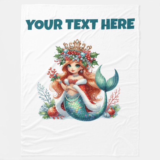 Personalisiertes Weihnachts-Mermaid-Fleece Baby Bl Fleecedecke (Vorderseite)