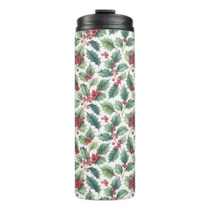 Personalisiertes Weihnachts-Stechpalme Thermosbecher