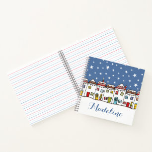 Personalisiertes Weihnachts-Street-Snow-Scanner Notizbuch