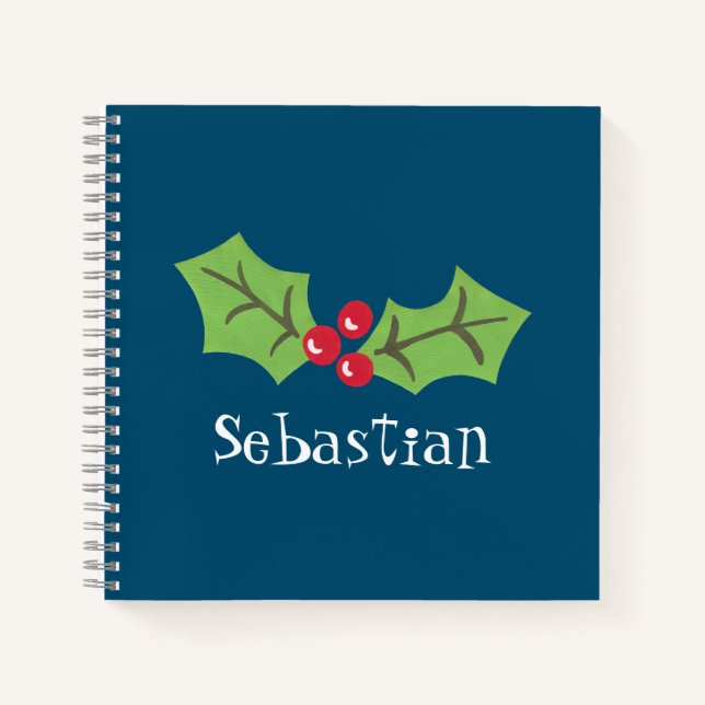 Personalisiertes Weihnachts- und Berries-Notebook Notizbuch (Vorderseite)