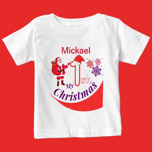Personalisiertes Weihnachtsbaby "Mein 1. Weihnacht Baby T-shirt (Von Creator hochgeladen)