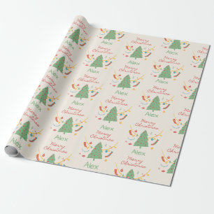 Personalisiertes Weihnachtsbaum-Muster-Wrap-Papier Geschenkpapier