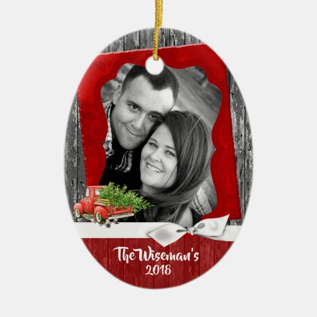 Personalisiertes Weihnachtsbaumtrucker FOTO Orname Keramik Ornament (Vorne)