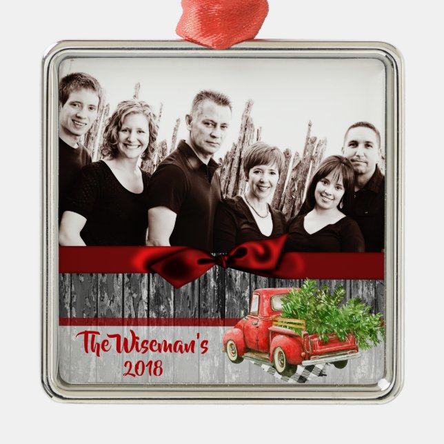 Personalisiertes Weihnachtsbaumtrucker FOTO Orname Ornament Aus Metall (Vorne)