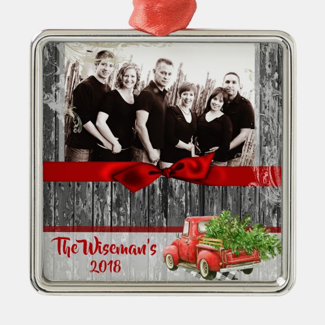 Personalisiertes Weihnachtsbaumtrucker FOTO Orname Ornament Aus Metall (Vorne)