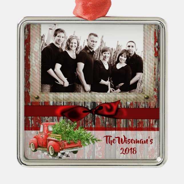 Personalisiertes Weihnachtsbaumtrucker FOTO Orname Ornament Aus Metall (Vorne)