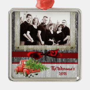 Personalisiertes Weihnachtsbaumtrucker FOTO Orname Ornament Aus Metall