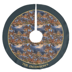 Personalisiertes Weihnachtsdorf-Baumrock Polyester Weihnachtsbaumdecke