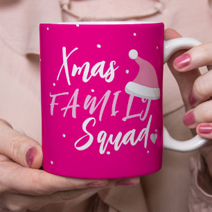 Personalisiertes Weihnachtsfamilien-Skript rosa Kaffeetasse