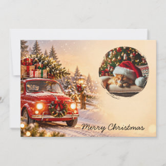 Personalisiertes Weihnachtsfamilienname-Foto Feiertagskarte