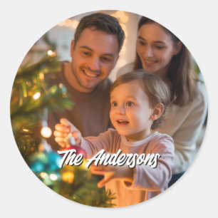 Personalisiertes Weihnachtsfeiertag Custom Family Runder Aufkleber