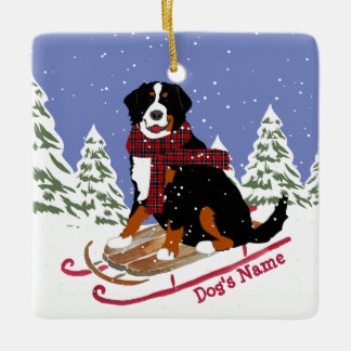 Personalisiertes Weihnachtsfest Bernese Mt Dog Rod Keramikornament