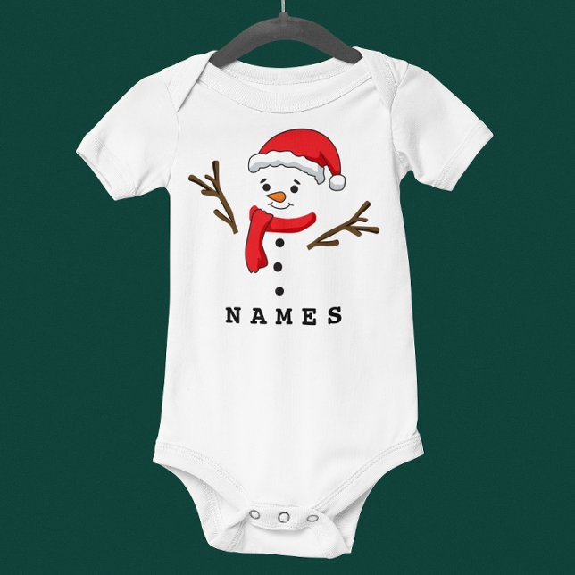 Personalisiertes Weihnachtsfest Funny Snowman Baby Strampler (Personalized Christmas Festive Funny Snowman Baby Bodysuit)