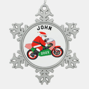 Personalisiertes Weihnachtsfest für Motorräder Schneeflocken Zinn-Ornament