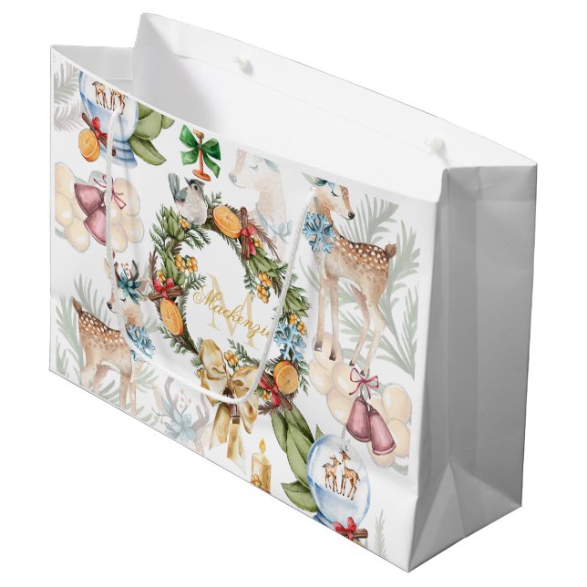 Personalisiertes Weihnachtsfest Große Geschenktüte (Vorderseite Schrägansicht)