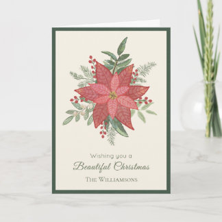 Personalisiertes Weihnachtsfest mit Poinsettie Karte