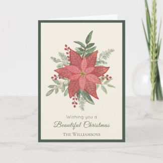 Personalisiertes Weihnachtsfest mit Poinsettien Karte