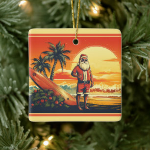 Personalisiertes Weihnachtsfest Retro Beach Weihna Keramikornament