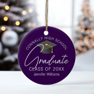Personalisiertes Weihnachtsfoto in lila für den Ab Keramik Ornament