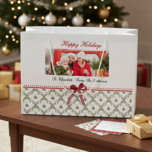 Personalisiertes Weihnachtsfoto-Name Große Geschenktüte
