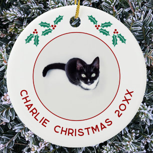 Personalisiertes Weihnachtsfoto von Ihrer Katze Keramik Ornament