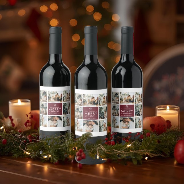 Personalisiertes Weihnachtsfoto  Weinetikett (Von Creator hochgeladen)