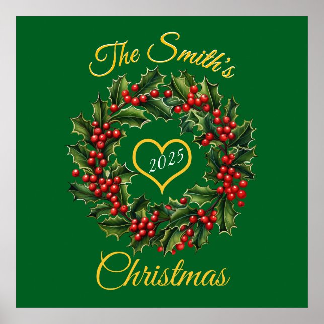 Personalisiertes Weihnachtsgarland Herz Poster (Vorne)