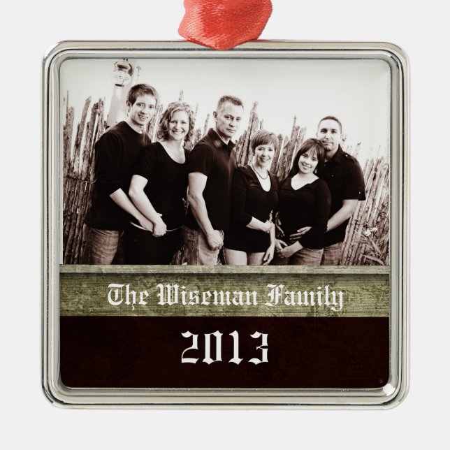 Personalisiertes Weihnachtsgeschenk FOTO Silbernes Ornament (Vorne)