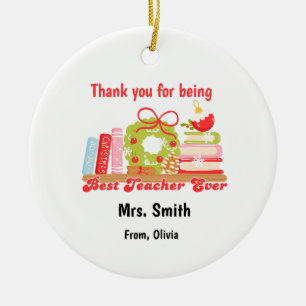 Personalisiertes Weihnachtsgeschenk für Lehrer Keramik Ornament