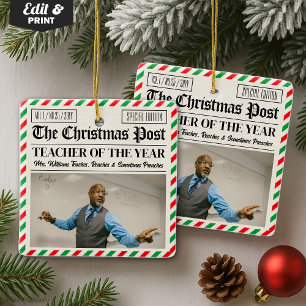 Personalisiertes Weihnachtsgeschenk für Lehrer-Zei Keramikornament