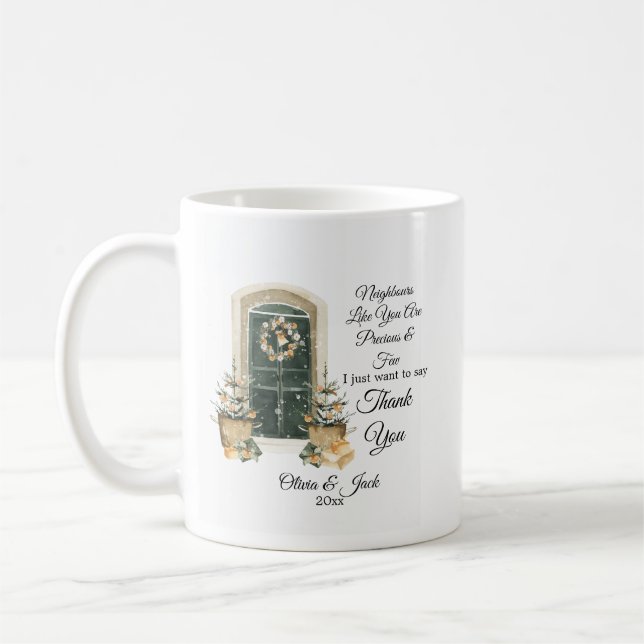 Personalisiertes Weihnachtsgeschenk für Nachbarn - Kaffeetasse (Links)