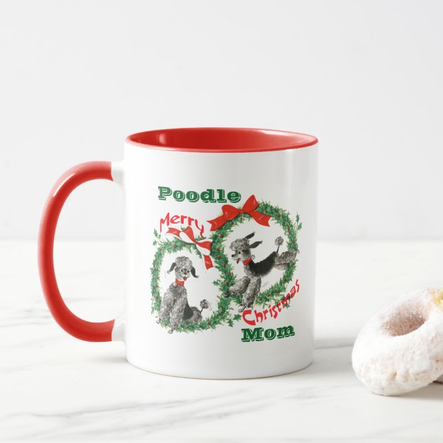 Personalisiertes Weihnachtsgeschenk für Pudel-Hund Tasse (Mit Donut)