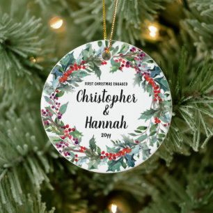 Personalisiertes Weihnachtsgeschenk für verlobte P Keramik Ornament
