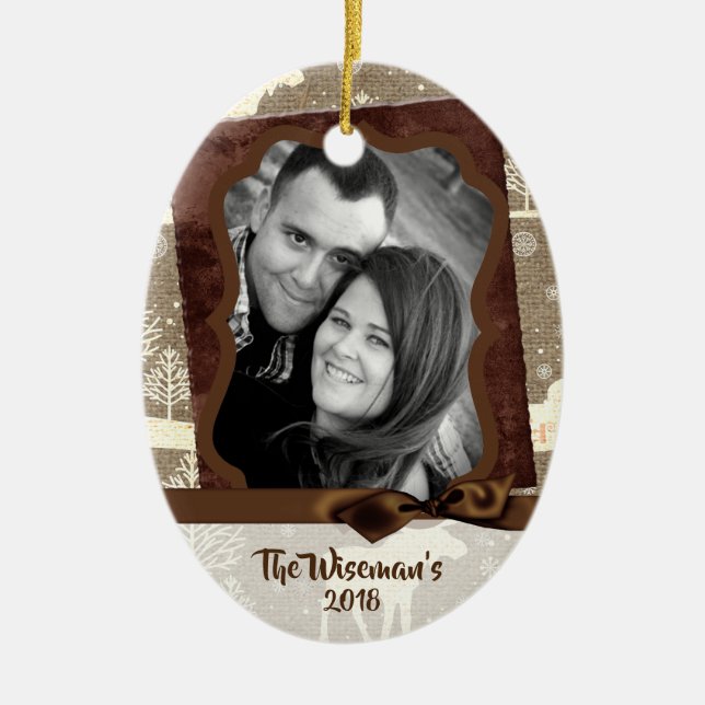 Personalisiertes Weihnachtsgeschenk Hirsch FOTO Or Keramik Ornament (Vorne)