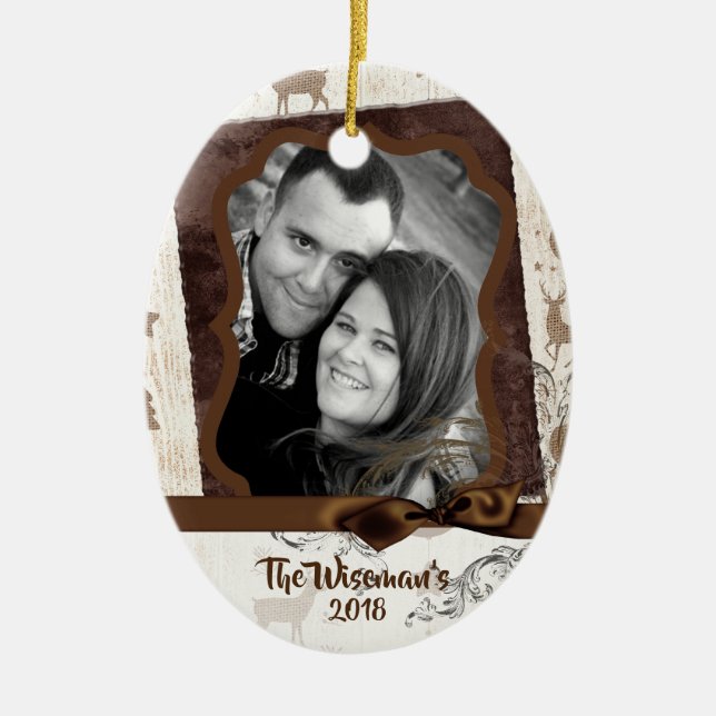 Personalisiertes Weihnachtsgeschenk Hirsch FOTO Or Keramik Ornament (Vorne)