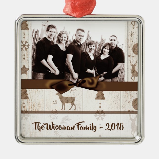 Personalisiertes Weihnachtsgeschenk Hirsch FOTO Or Ornament Aus Metall (Vorne)