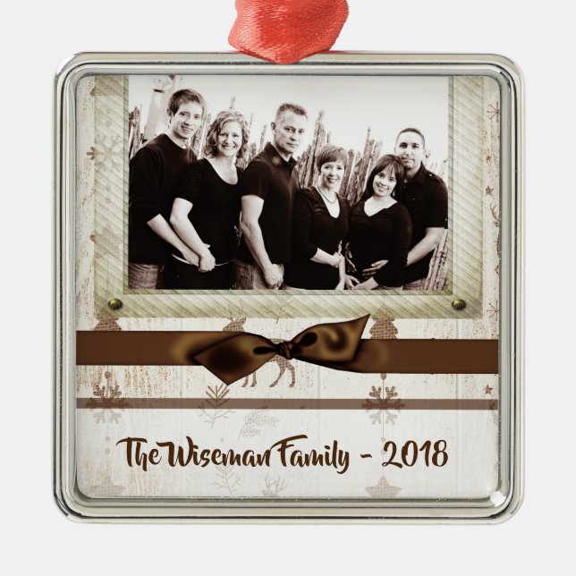 Personalisiertes Weihnachtsgeschenk Hirsch FOTO Or Ornament Aus Metall (Vorne)