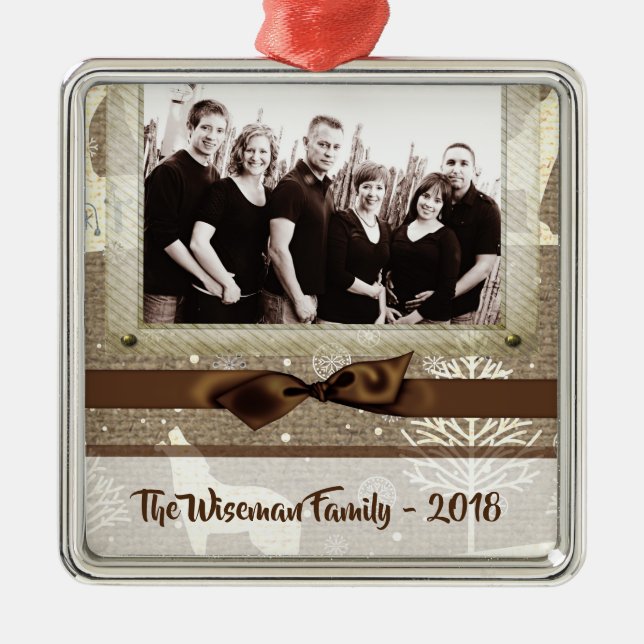 Personalisiertes Weihnachtsgeschenk Hirsch FOTO Or Ornament Aus Metall (Vorne)