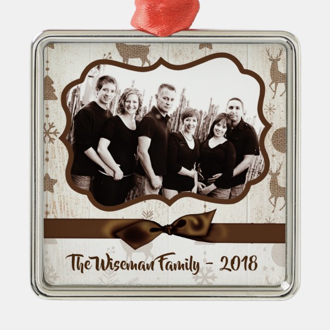 Personalisiertes Weihnachtsgeschenk Hirsch FOTO Or Ornament Aus Metall (Vorne)