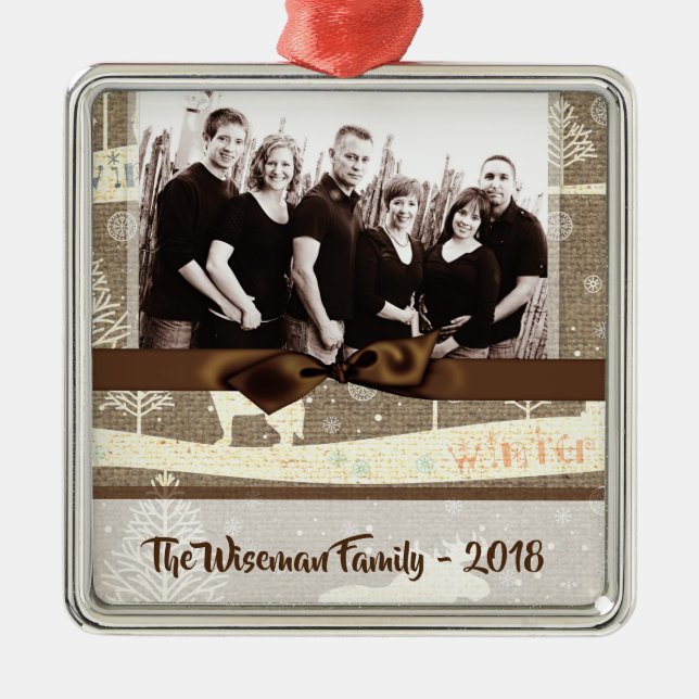 Personalisiertes Weihnachtsgeschenk Hirsch FOTO Or Ornament Aus Metall (Vorne)